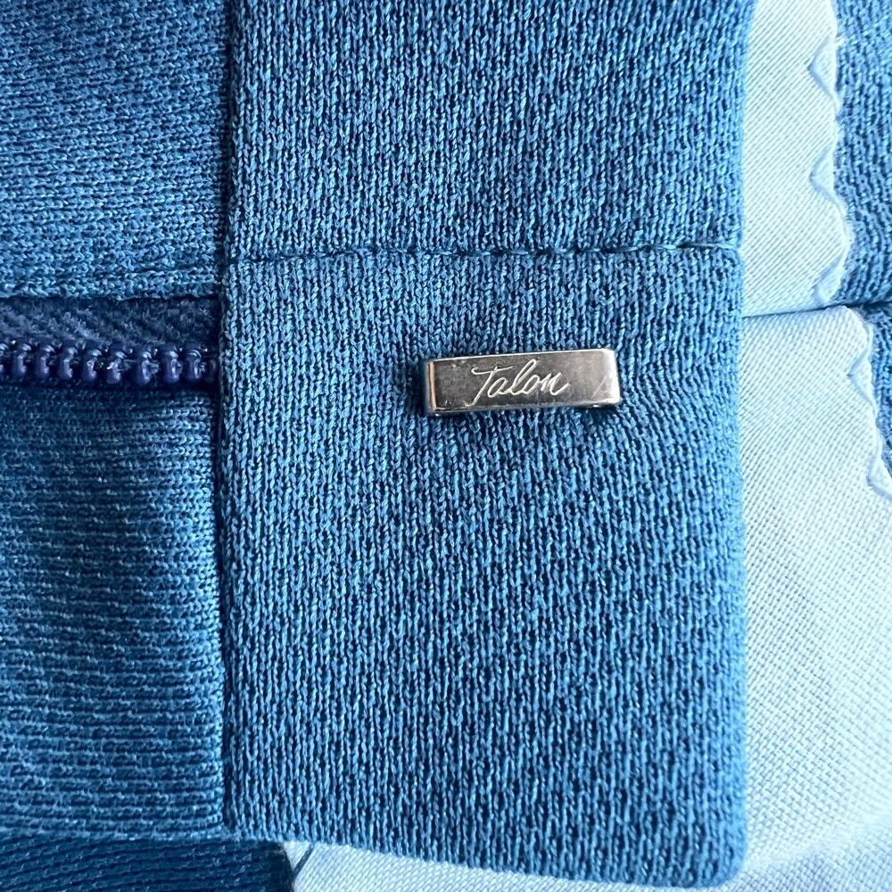 Vintage 70s Blue Textured Polyester Slacks Talon Zipper 34 - Picture 6 of 10